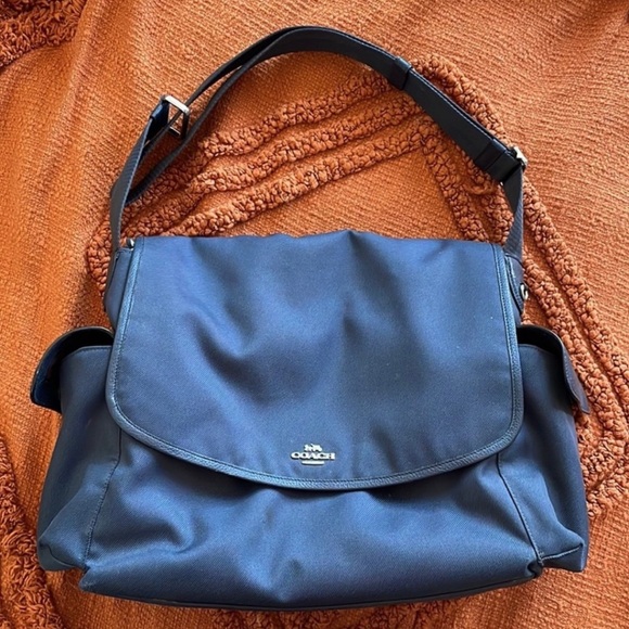 Coach Baby Messenger Diaper Bag (Navy) Large Nylon Crossbody Shoulder Diaper Bag - Picture 3 of 9